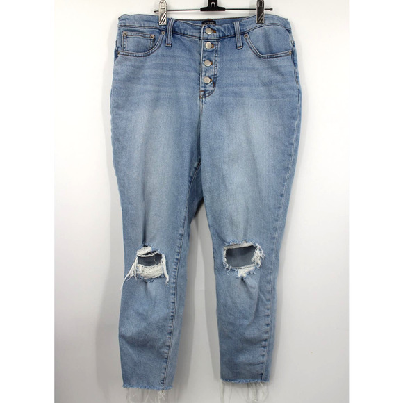 J Crew Jeans Womens Size 32 10" High Rise Button Fly‎ Stretch Denim - Picture 1 of 11